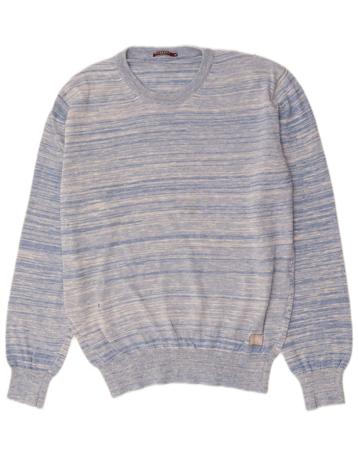 CARRERA sweater med rund hals til mænd mellemblå stribet bomuld