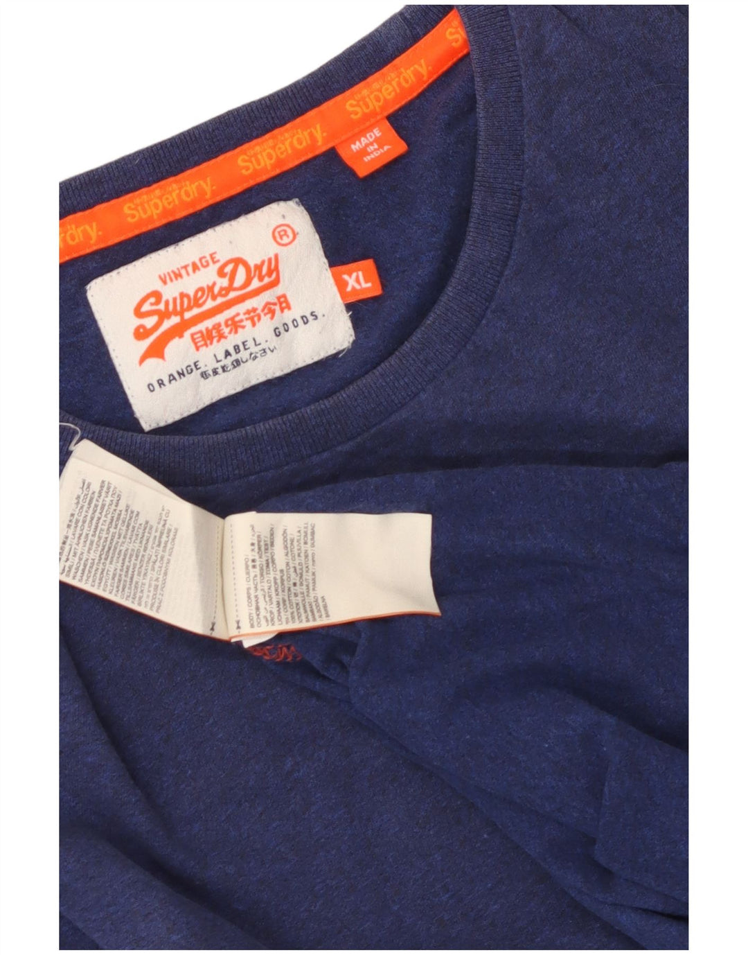 Superdry T-shirt top til mænd XL marineblå bomuld