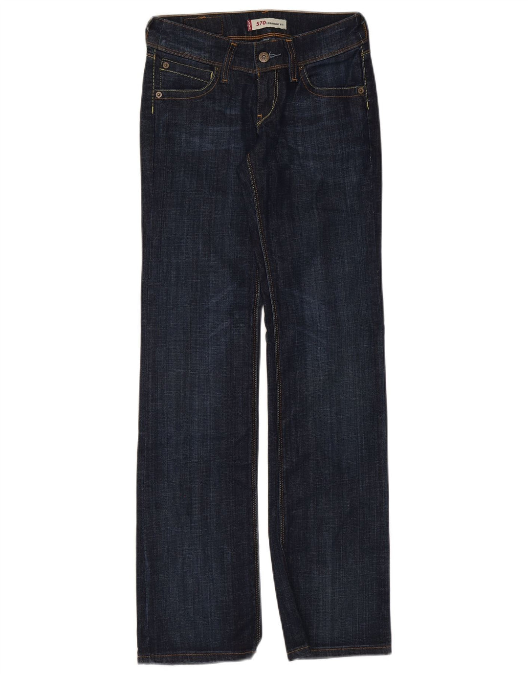 Levi's Dame 570 Straight Jeans W26 L32 Marineblå Bomuld