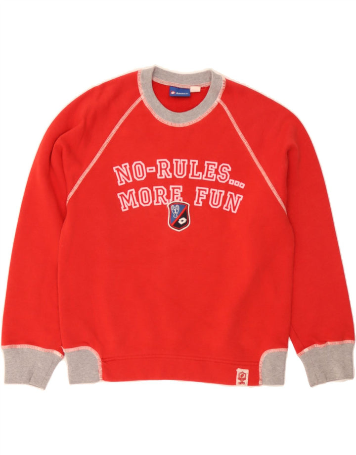 LOTTO Boys Graphic Sweatshirt Jumper 11-12 Years Medium Red Cotton Vintage Lotto and Second-Hand Lotto from Messina Hembry 