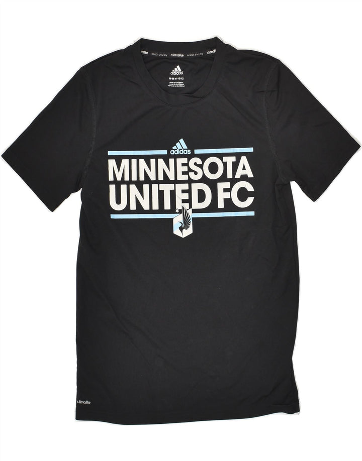 ADIDAS Boys Graphic T-Shirt Top 10-11 Years Medium Black Polyester | Vintage Adidas | Thrift | Second-Hand Adidas | Used Clothing | Messina Hembry 