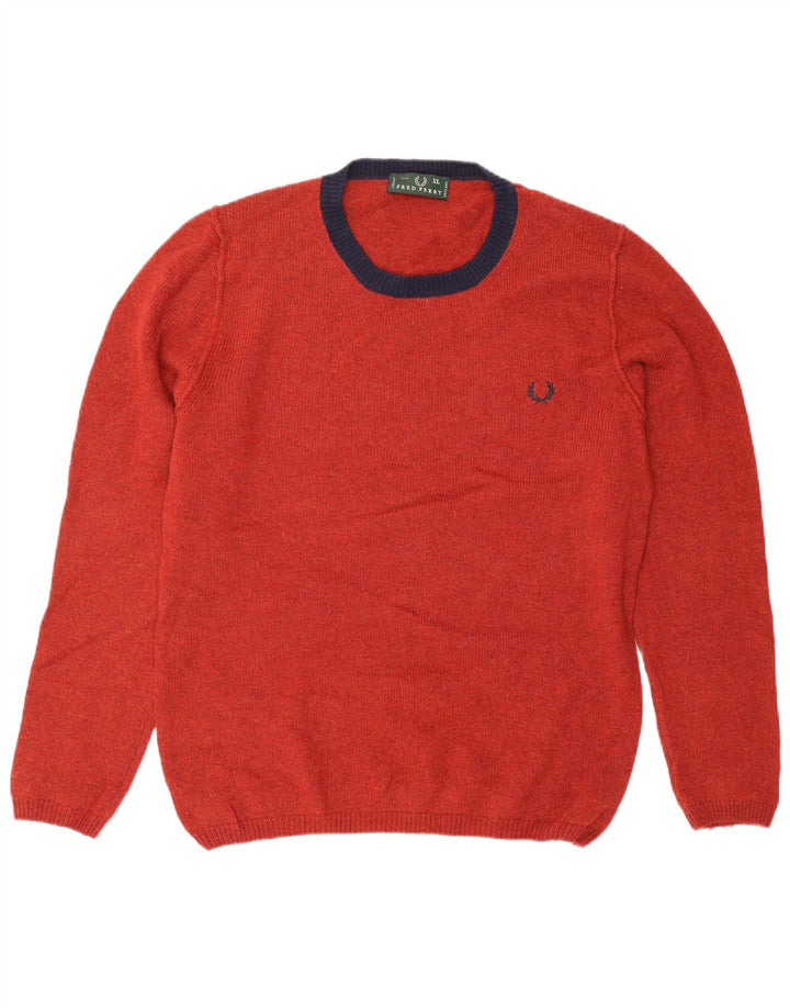 FRED PERRY Herre sweater med rund hals XL rød uld