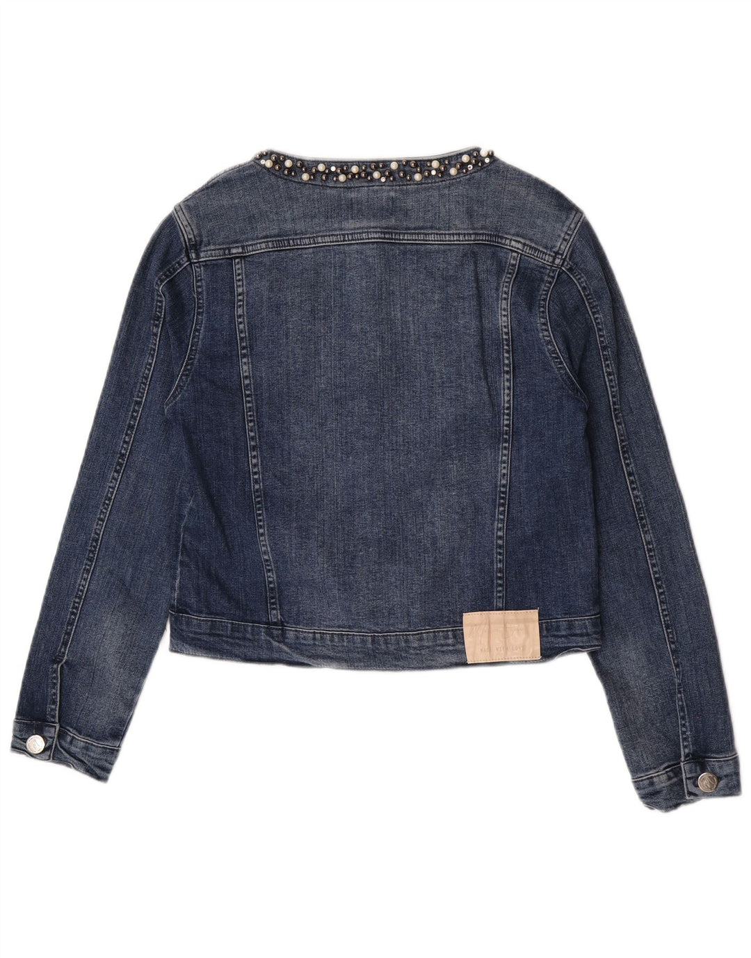 Vintage Dame Crop Denim Jacket UK 18 XL Blå Bomuld