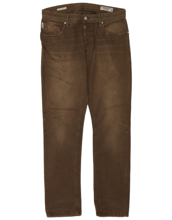Jack & Jones Herre Tim Slim Jeans W34 L32 Khaki Bomuld