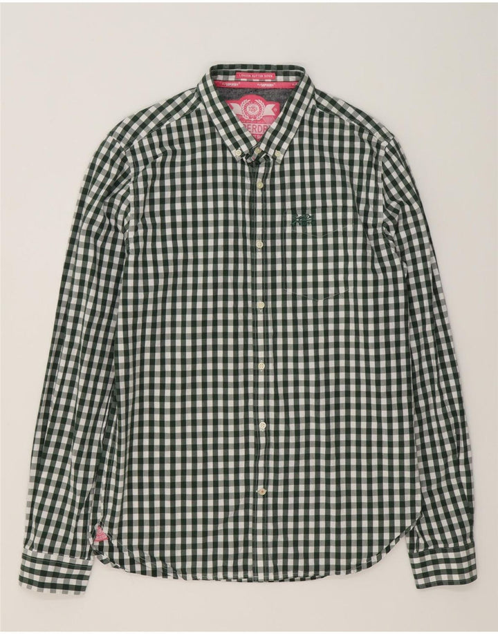 SUPERDRY Herreskjorte XL Grøn Gingham Bomuld