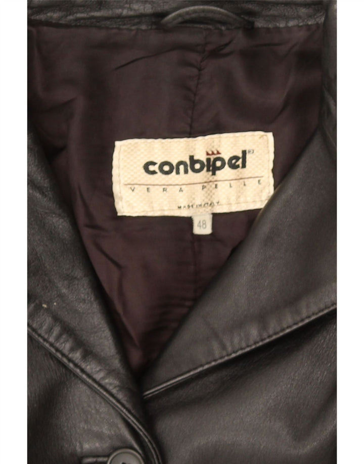 Conbipel dame læder 4-knaps blazerjakke IT 48 XL Sort