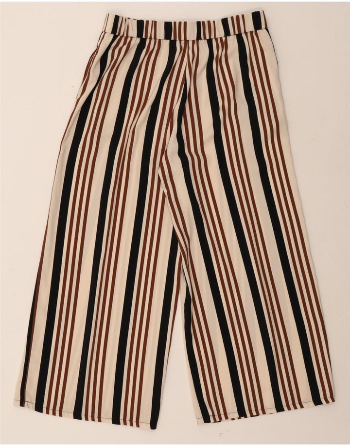 ZARA Womens Flare Capri Trousers Large W32 L26 Multicoloured Striped Vintage Zara and Second-Hand Zara from Messina Hembry 