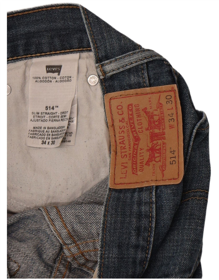 Levi's Herre 514 Slim Straight Jeans W34 L40 Blå Bomuld