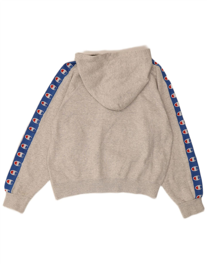 CHAMPION Dame Oversized grafisk hættetrøje trøje UK 10 Small Grey