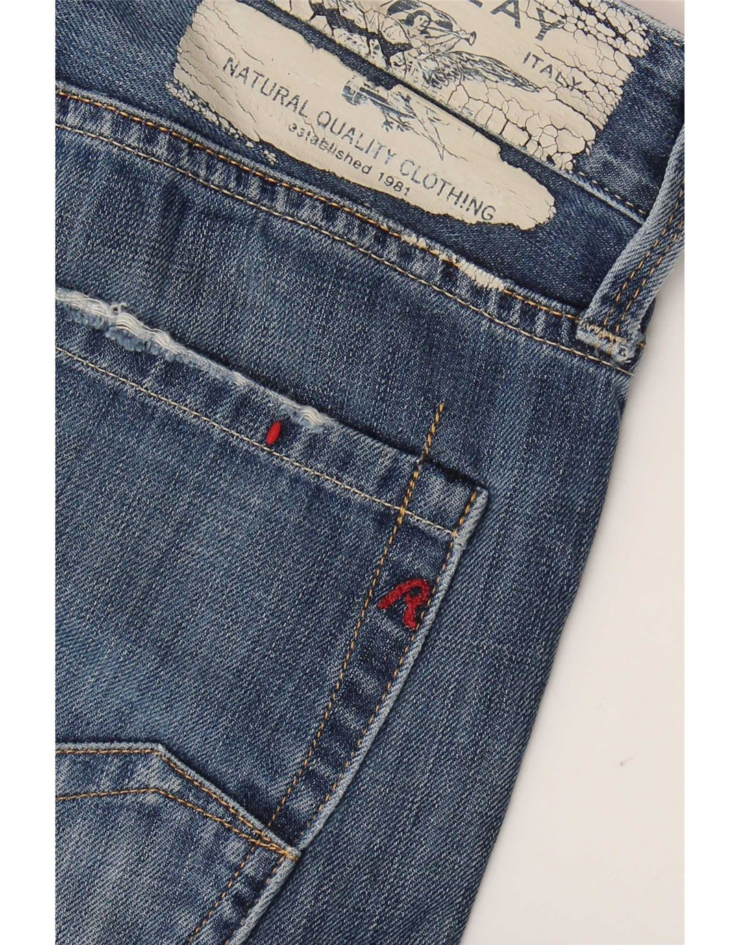 Replay Herre Waitom Distressed Slim Jeans W36 L30 Blå