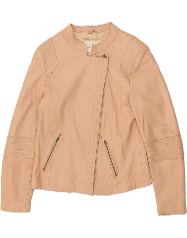 KALIKO Womens Crop Leather Jacket UK 14 Medium Beige Leather Vintage Kaliko and Second-Hand Kaliko from Messina Hembry 