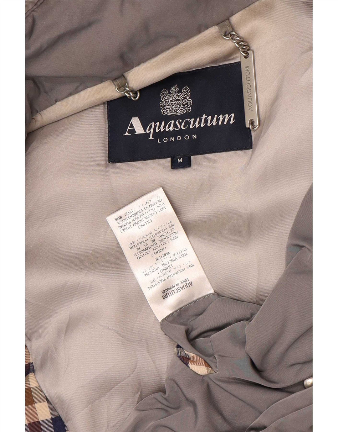 Aquascutum Polstret frakke med hætte til kvinder UK 14 mellemgrå polyester