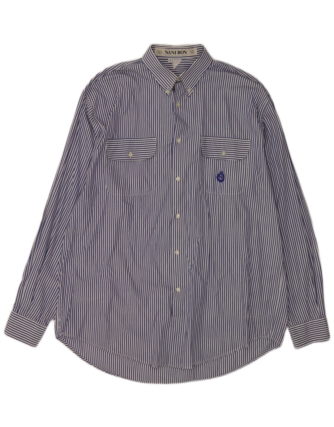 NANI BON Herreskjorte str. 42 Large Blue Pinstripe