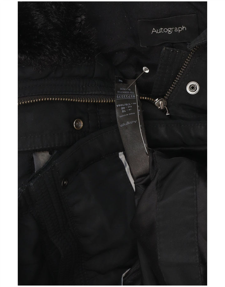 Marks & Spencer Dame Autograph Hooded Parka Jacket UK 18 XL Sort