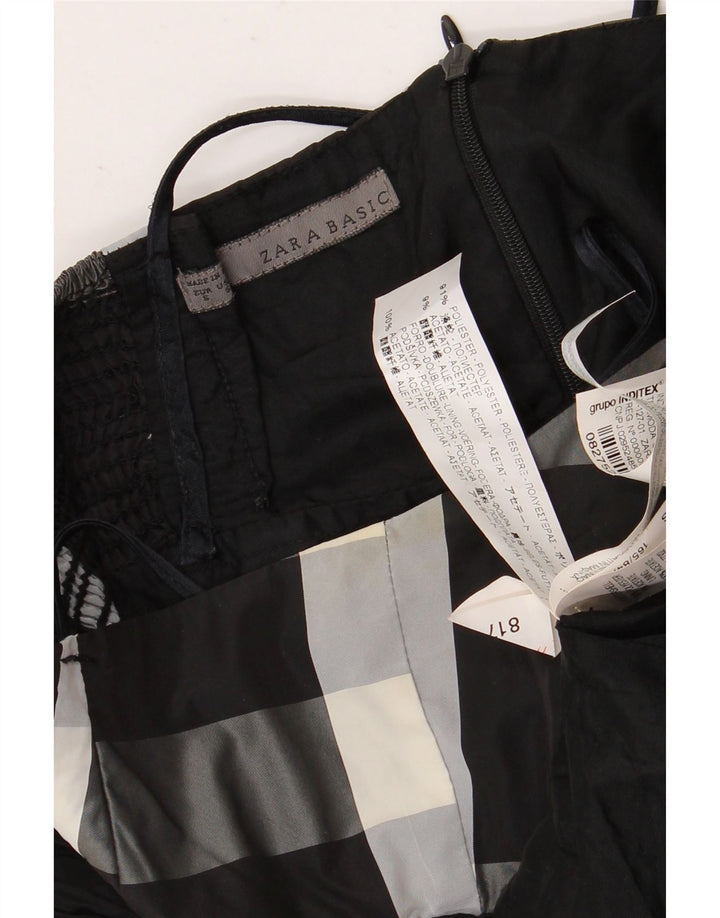 Zara Dame Ærmeløs Bubble Dress UK 8 Lille sort ternet polyester