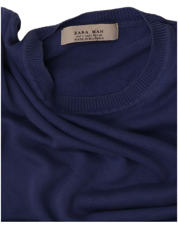 Zara Herre sweater med rund hals, stor blå
