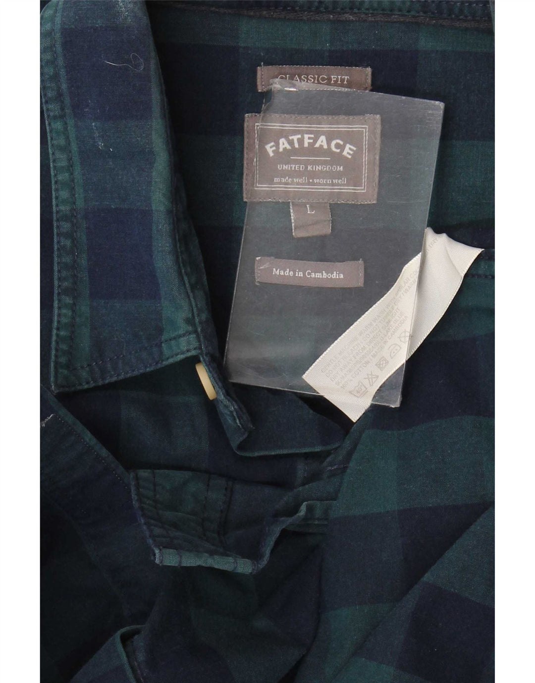 Fat Face Herre Classic Fit skjorte Large Navy Blue Gingham Cotton