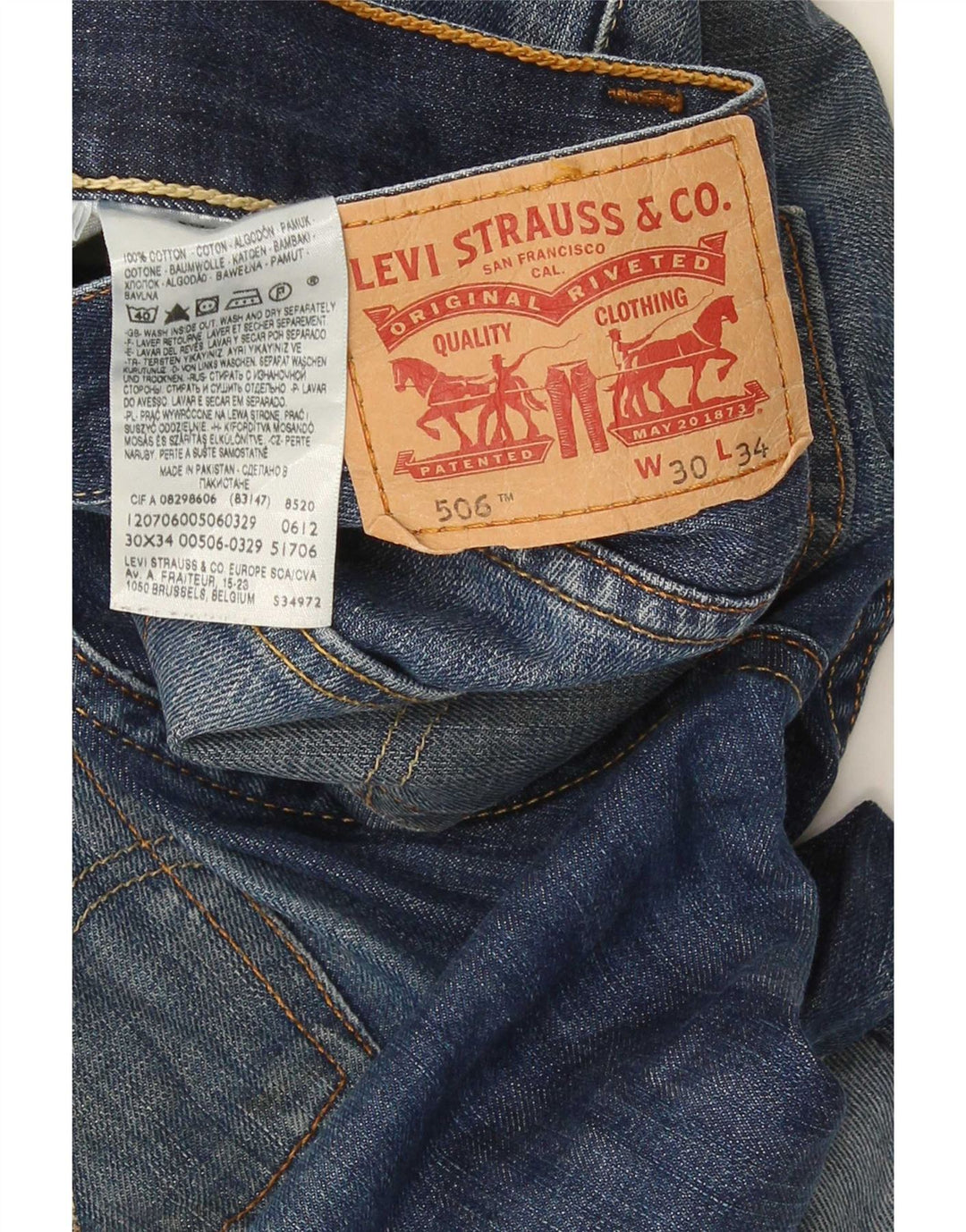Levi's Herre 506 Straight Jeans W30 L34 Marineblå Bomuld