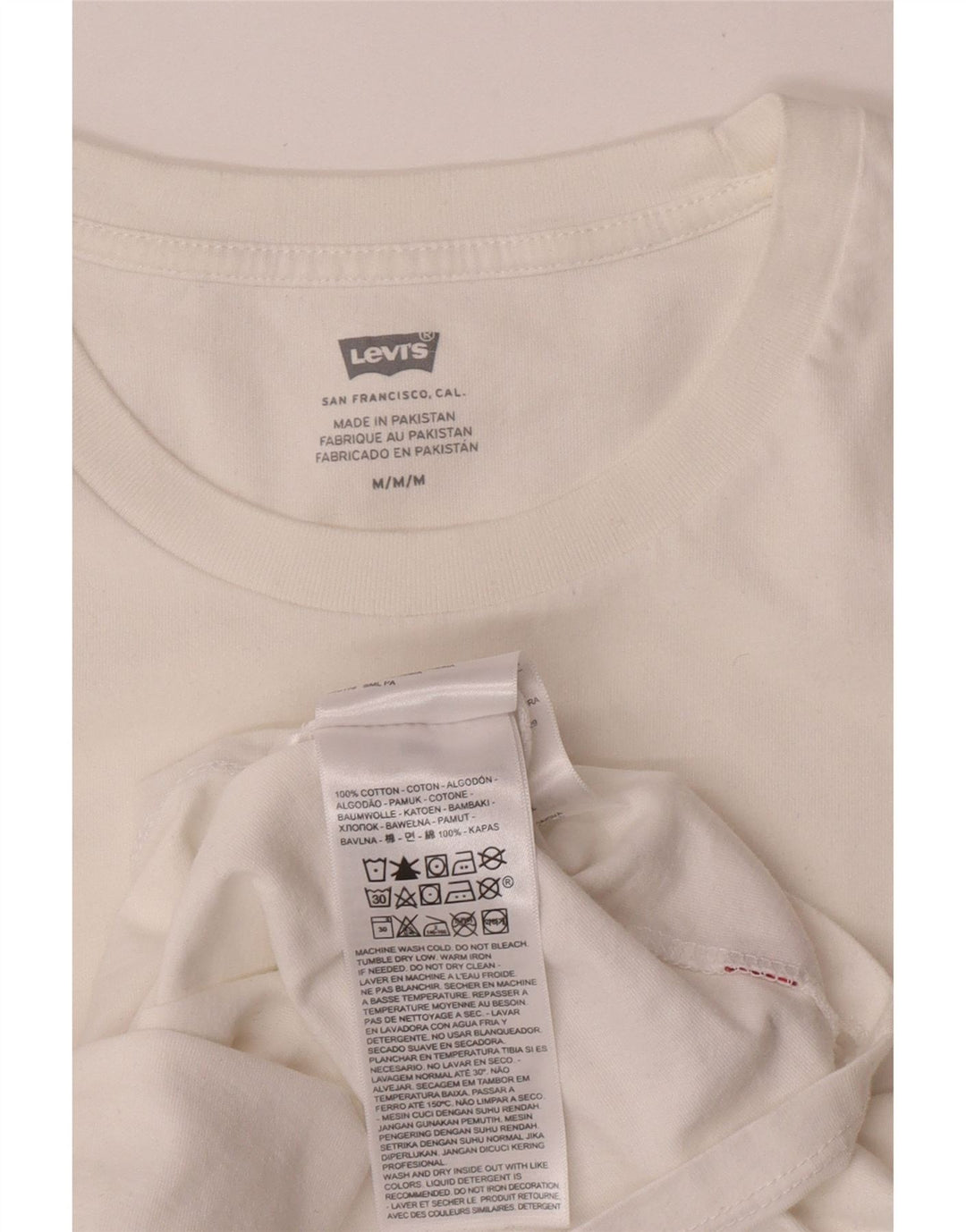 Levi's Dame Grafisk T-Shirt Top UK 14 Medium Hvid Bomuld