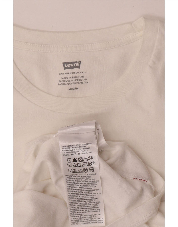 Levi's Dame Grafisk T-Shirt Top UK 14 Medium Hvid Bomuld