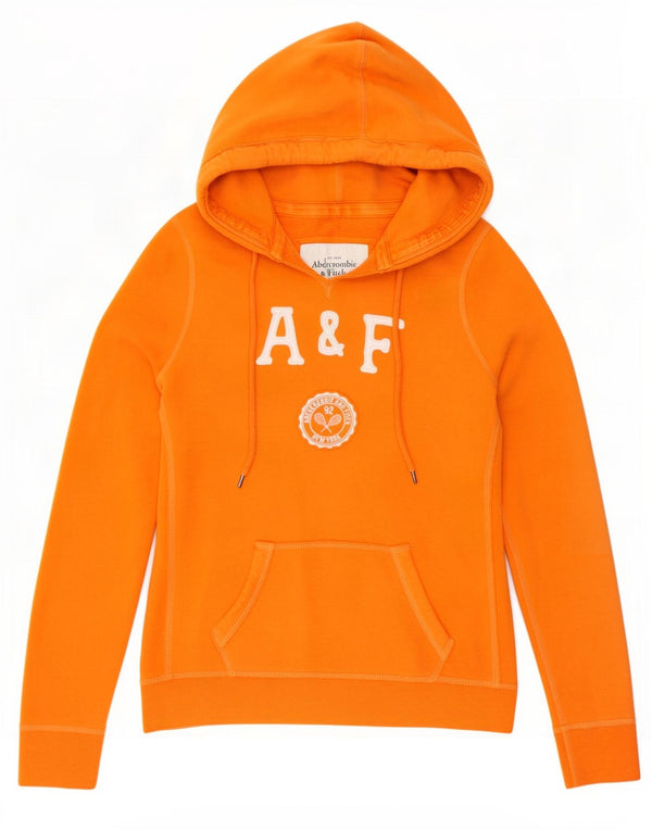 Abercrombie & Fitch Grafisk hættetrøje til kvinder UK 14 Medium Orange Bomuld
