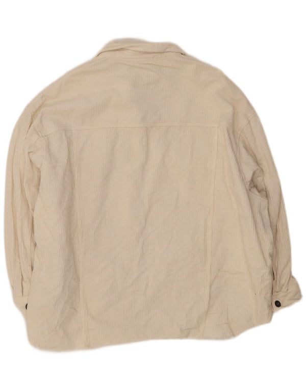 Zara Dame Oversized Corduroy Jacket UK 20 2XL Hvid Bomuld