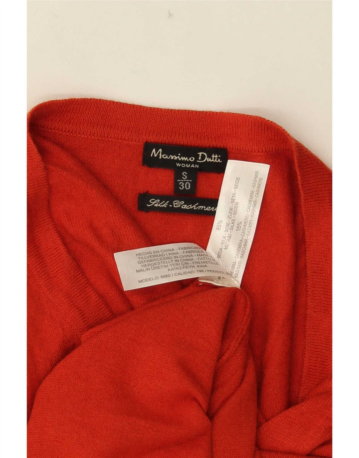 Massimo Dutti Dame V-hals sweater UK 10 Small Orange Silke