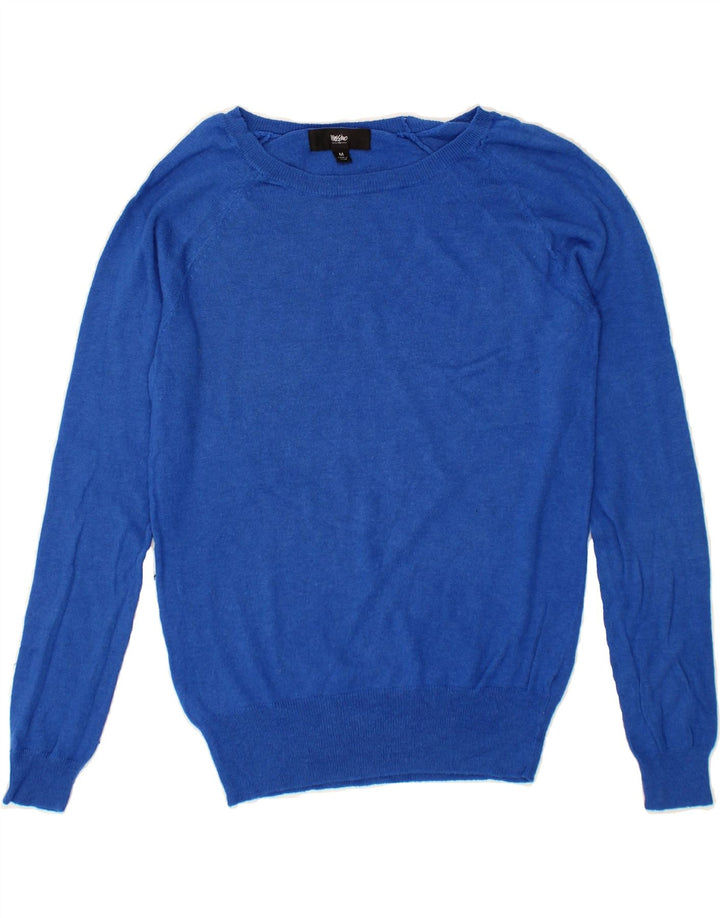 MOSSIMO Womens Boat Neck Jumper Sweater UK 12 Medium Blue Nylon Vintage Mossimo and Second-Hand Mossimo from Messina Hembry 