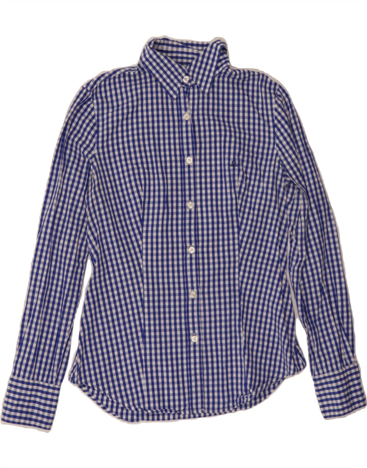 BENETTON Womens Shirt UK 12 Medium Blue Gingham Vintage Benetton and Second-Hand Benetton from Messina Hembry 
