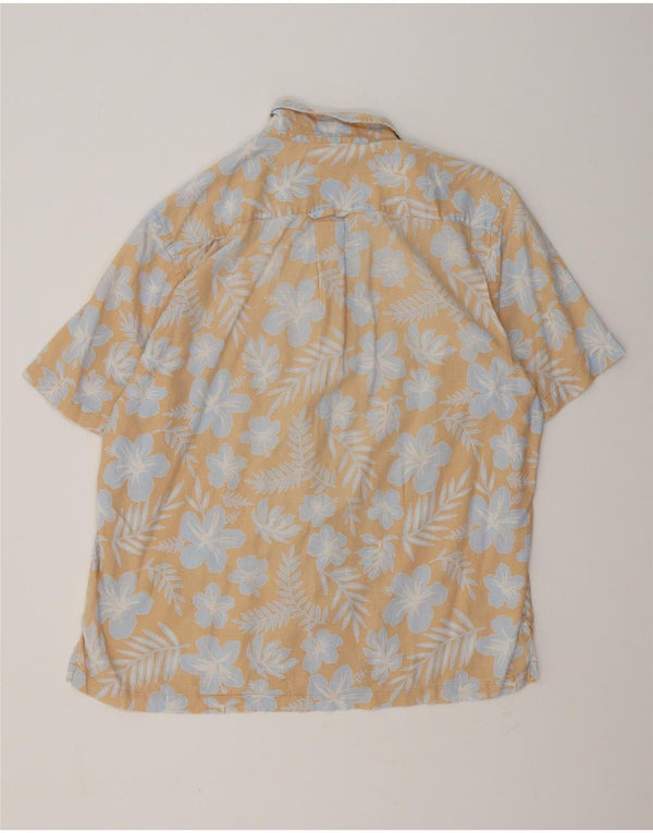 Gant Mens Short Sleeve Regular Fit Shirt Large Beige Floral Linen