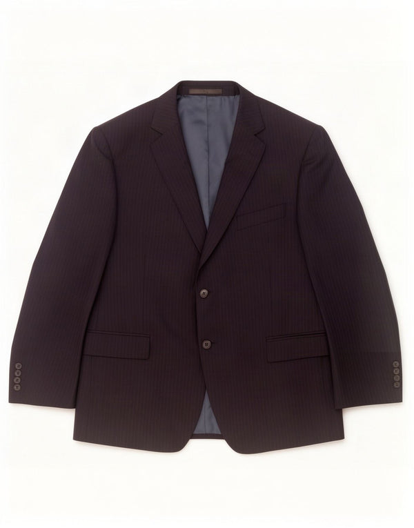 Marks & Spencer Mens Short Blazer Jacket UK 44 XL Navy Blue Pinstripe