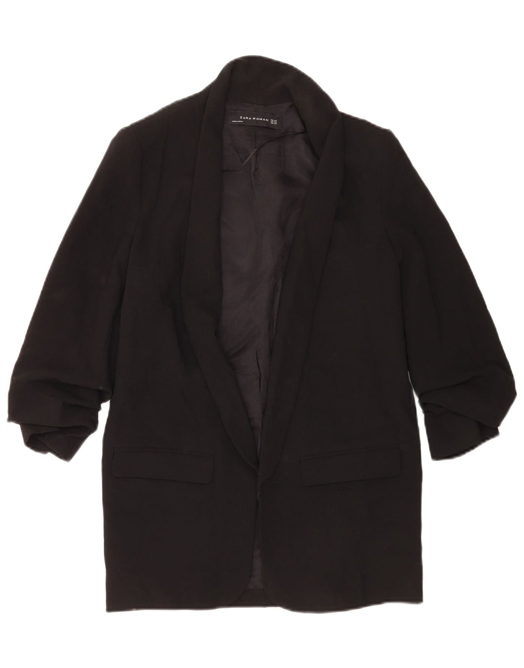 Zara Womens Open Oversized Blazer Jacket UK 6 XS Sort Polyester