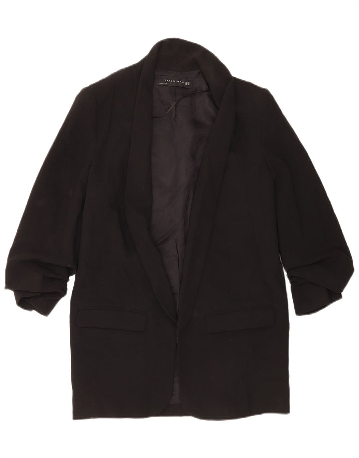 Zara Womens Open Oversized Blazer Jacket UK 6 XS Sort Polyester