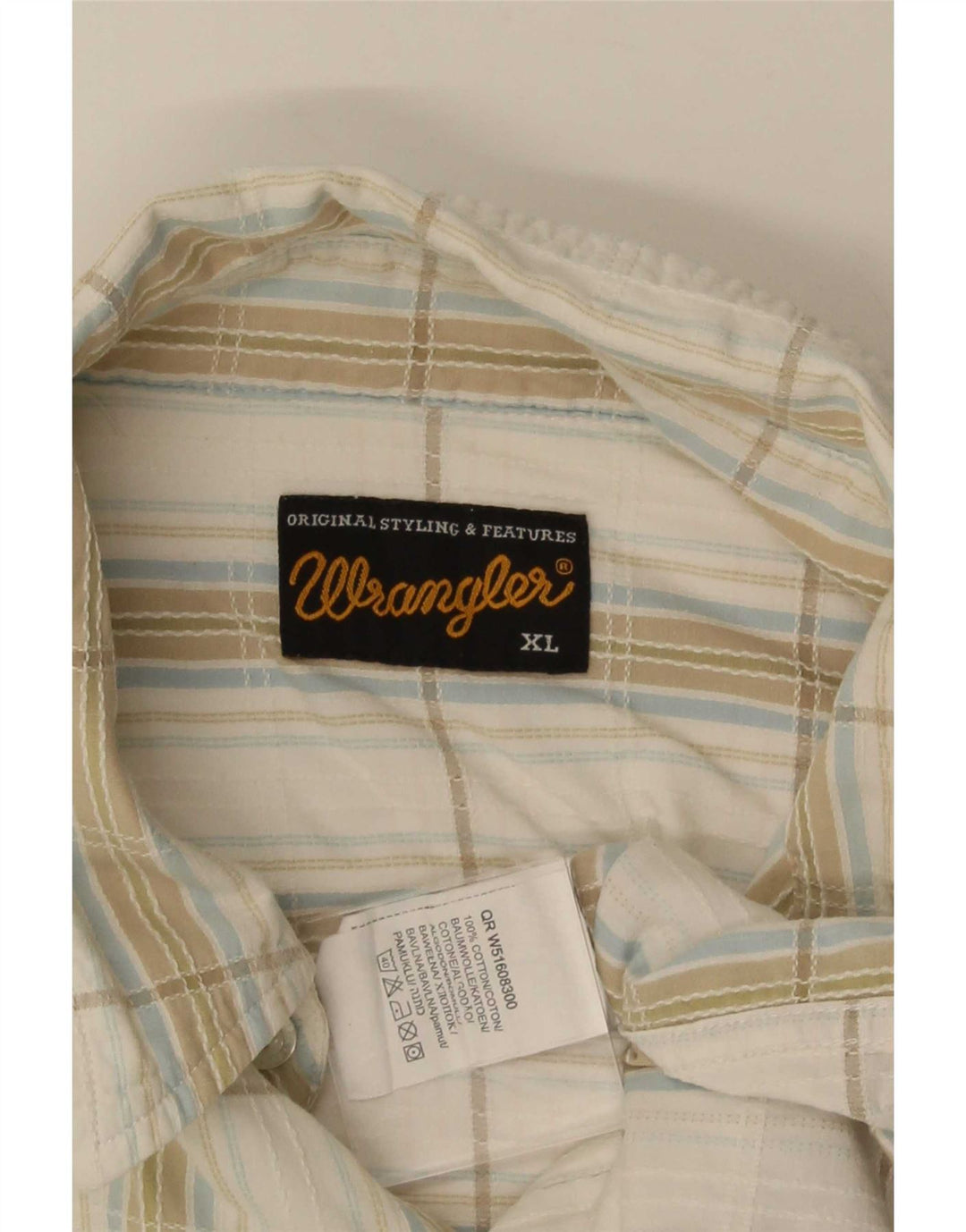 Wrangler herre kortærmet skjorte XL hvid ternet bomuld