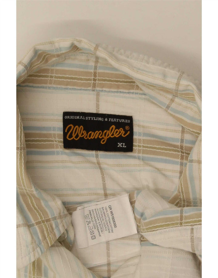 Wrangler herre kortærmet skjorte XL hvid ternet bomuld