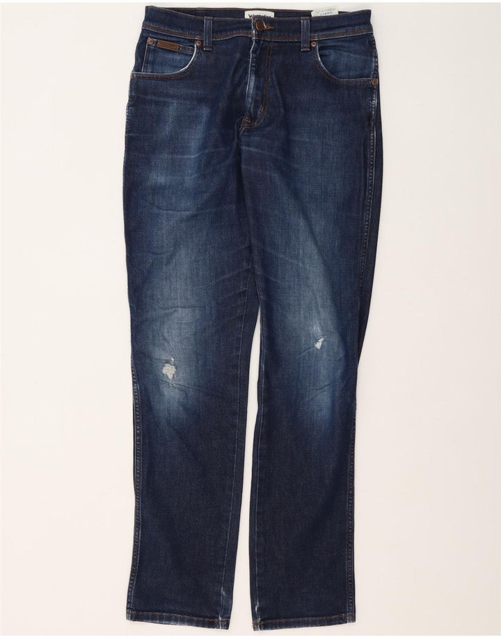 Wrangler Herre Texas Distressed Slim Jeans W31 L34 Blå Bomuld
