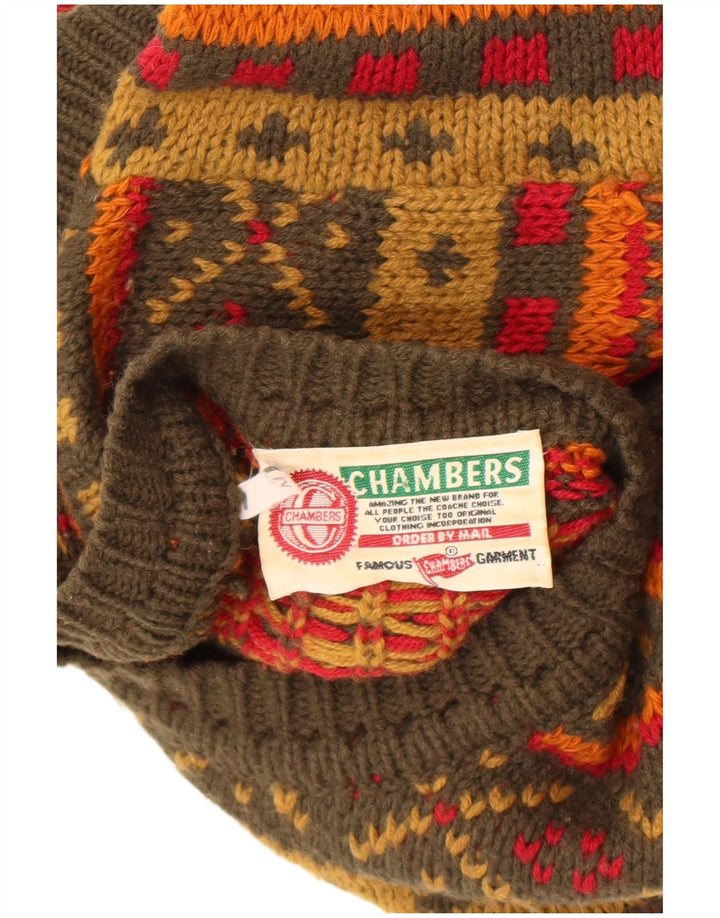 Chambers Herre Crew Neck Jumper Sweater Medium Grøn Geometrisk Uld