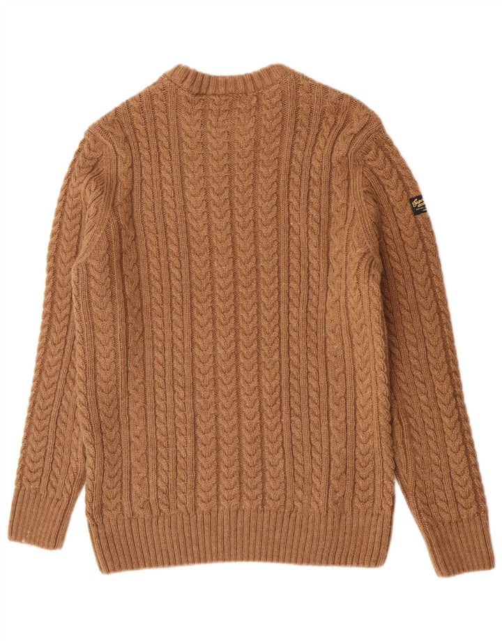 Superdry Herre sweater med rund hals, stor brun akryl