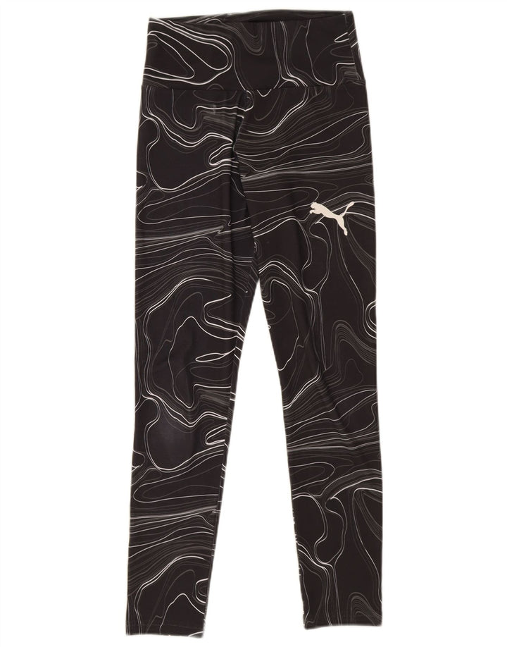 Puma kvinders abstrakt mønster Leggings UK 8 Small Black Geometric