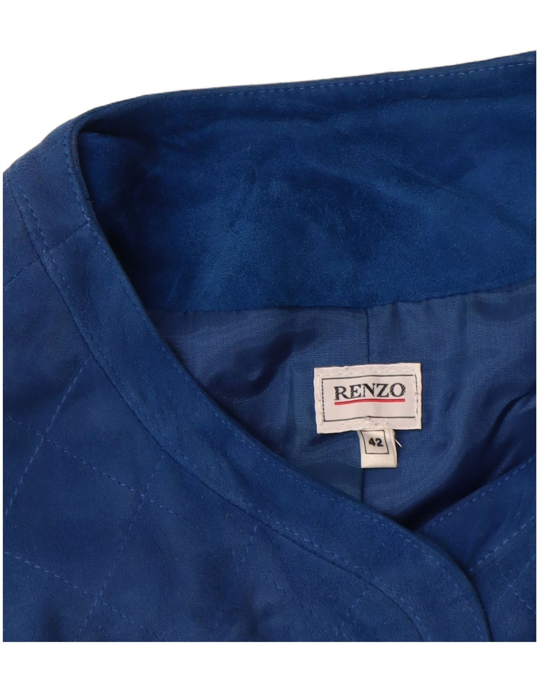 Renzo Dame 4-knaps Ruskind Blazer Jacket IT 42 Medium Blue Læder