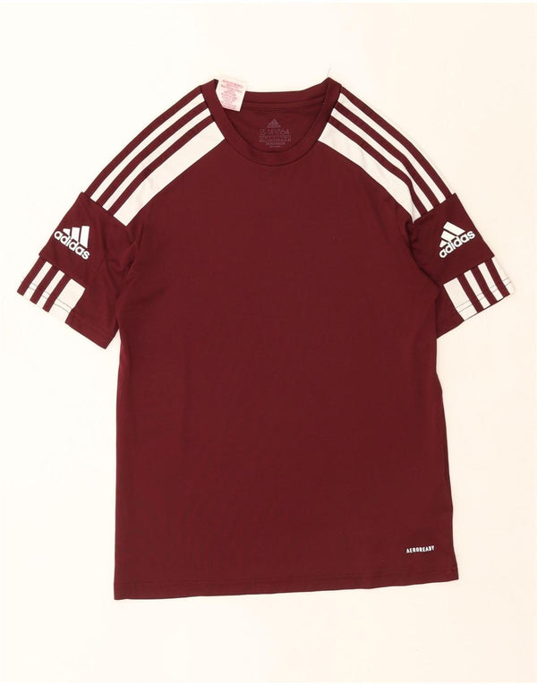 Adidas Boys Aeroready T-Shirt Top 13-14 År Burgundy Polyester