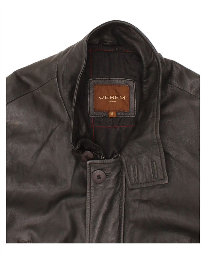 JEREM Mens Leather Coat UK 42 XL Black Leather Vintage Jerem and Second-Hand Jerem from Messina Hembry 
