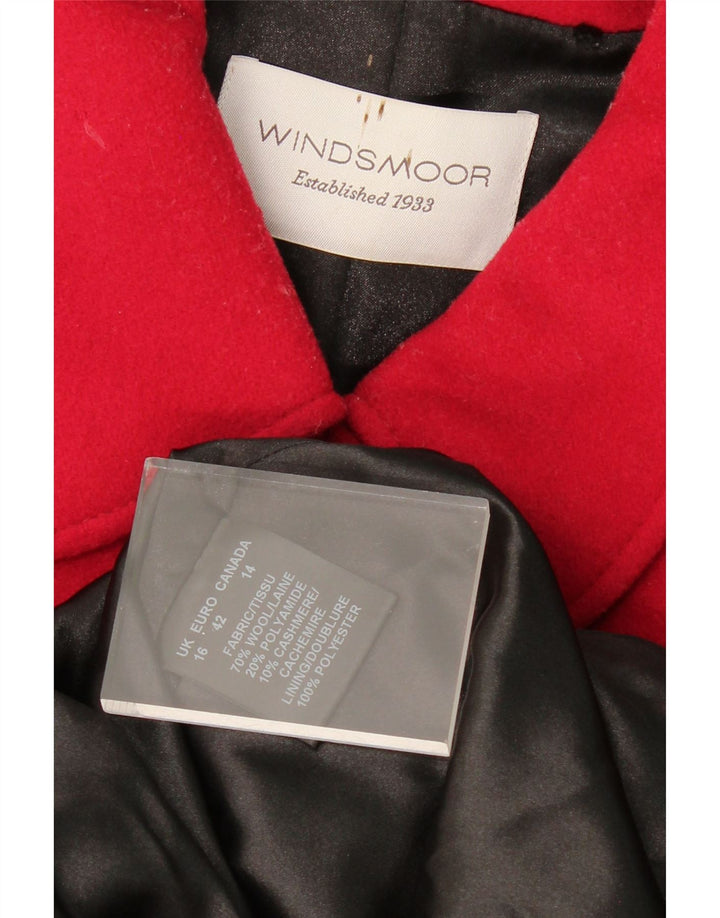 WINDSMOOR Womens Pea Coat UK 16 Large Red Wool