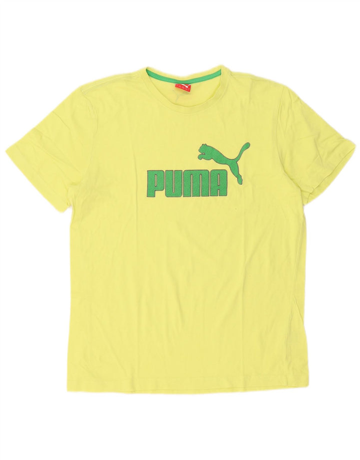 Puma Herre Grafisk T-Shirt Top Stor Gul Bomuld
