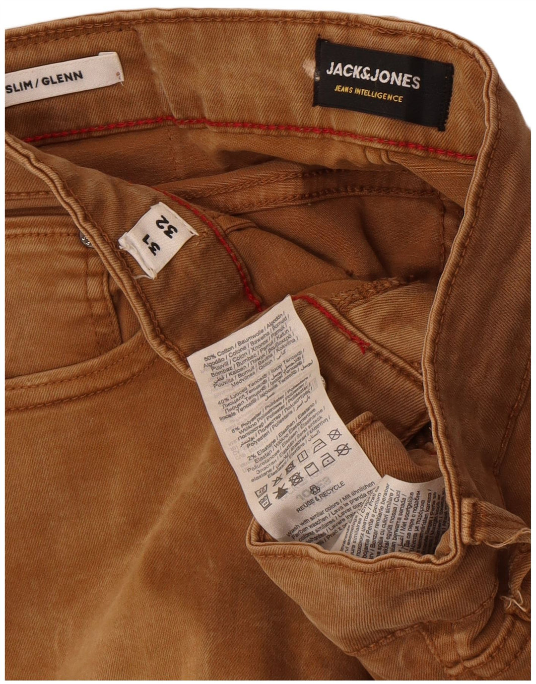 Jack & Jones Herre GLENN Slim Jeans W31 L32 Brun Bomuld