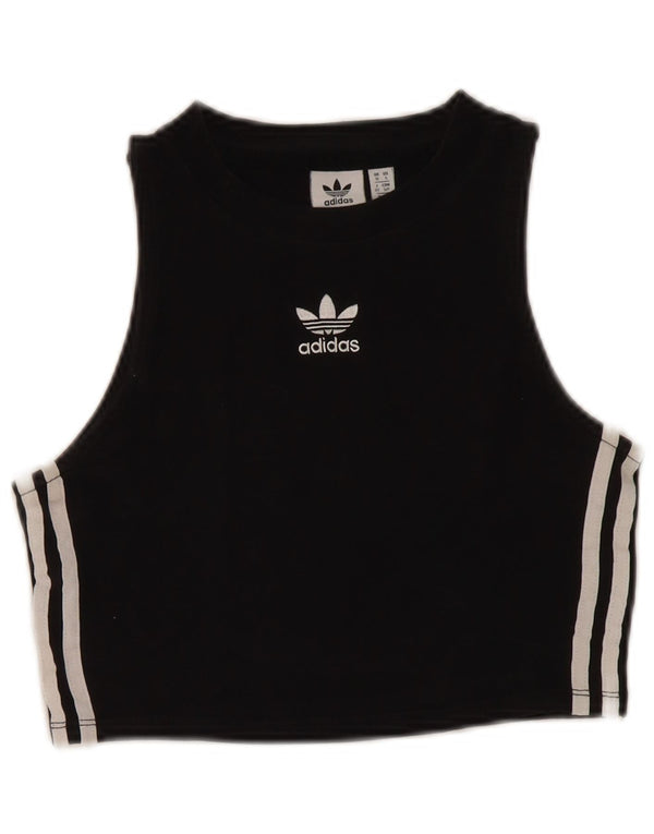 Adidas Womens Crop Vest Top UK 10 Small Black Bomuld