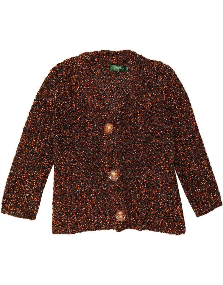 GRØN Dame Oversized 3/4-ærmet cardigantrøje UK 14 Medium Brun