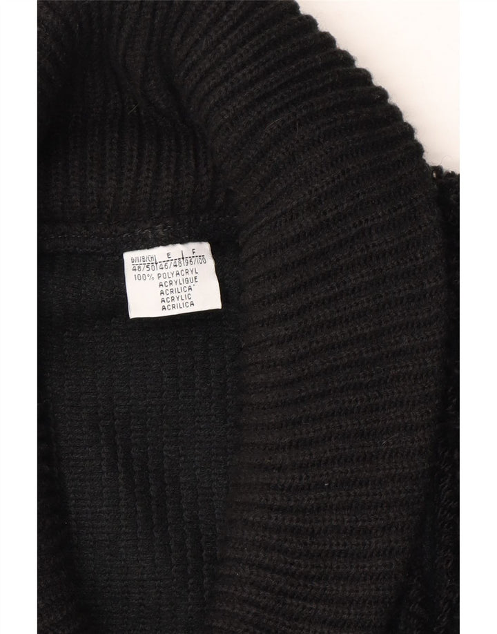 VINTAGE Mens Graphic Shawl Neck Jumper Sweater IT 48/50 Medium Black Vintage Vintage and Second-Hand Vintage from Messina Hembry 