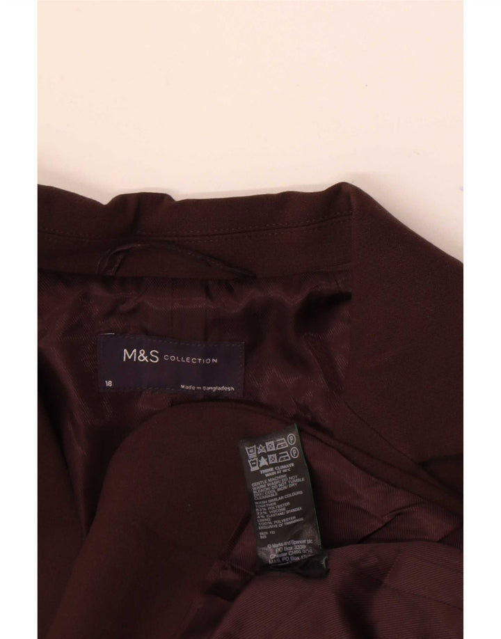 Marks & Spencer Dame 1-knaps blazerjakke UK 18 XL Brun Polyester