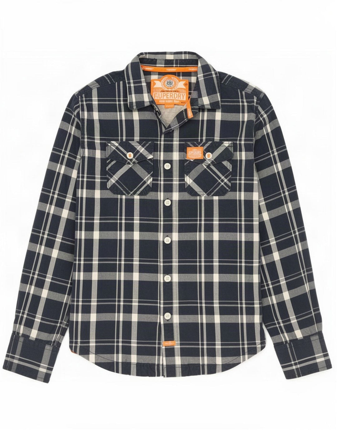 Superdry herreskjorte medium marineblå ternet bomuld